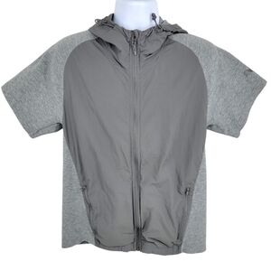 PUMA Gray Zip-Up Athletic Performance Short Sleeve Sweater Jacket Hoodie Sz M